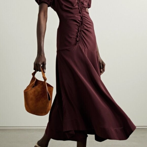 NWOT ULLA JOHNSON 2023 Collection Heleen Silk Midi Dress in Terracotta XS $790 - Picture 2 of 10